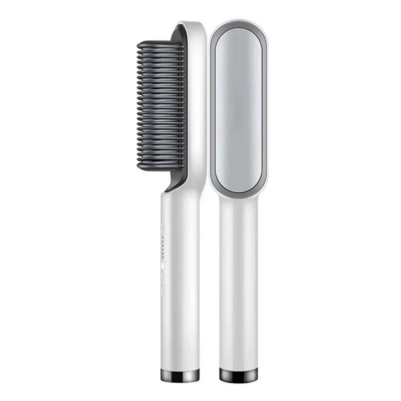 2-in-1 Ionic Hair Straightener & Curler Brush – Fast Heating Comb