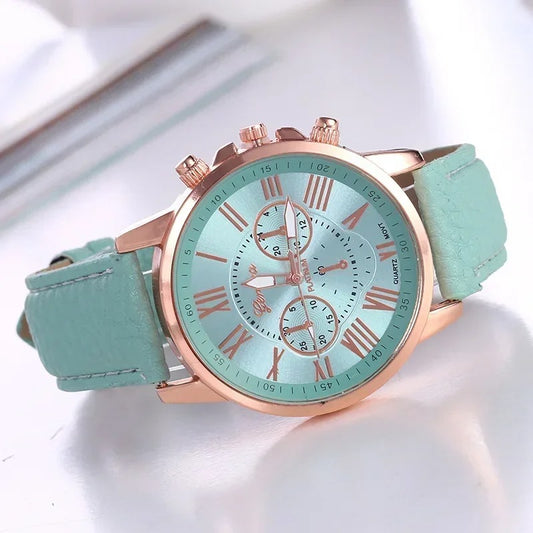Top Brand Luxury Woman Watch Leather And Waterproof
