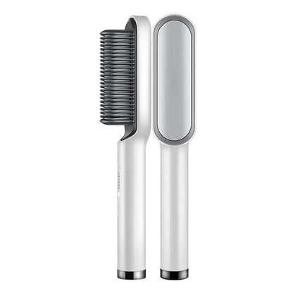 2-in-1 Ionic Hair Straightener & Curler Brush – Fast Heating Comb