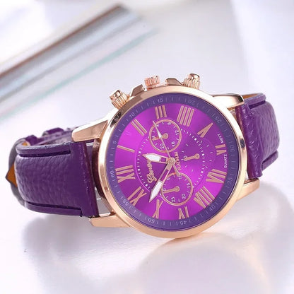 Top Brand Luxury Woman Watch Leather And Waterproof