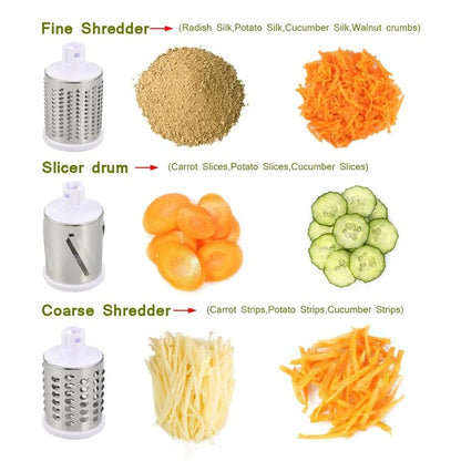 3 IN 1 ROTARY GRATER VEGETABLE SLICER
