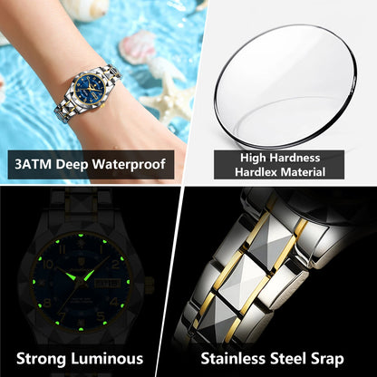 POEDAGAR Stainless Steel Date Week Women Watch Waterproof Business class watch