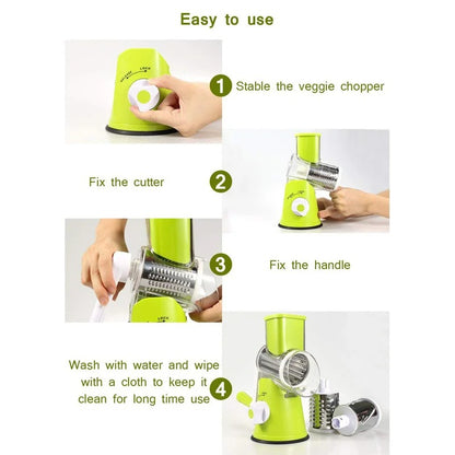 3 IN 1 ROTARY GRATER VEGETABLE SLICER
