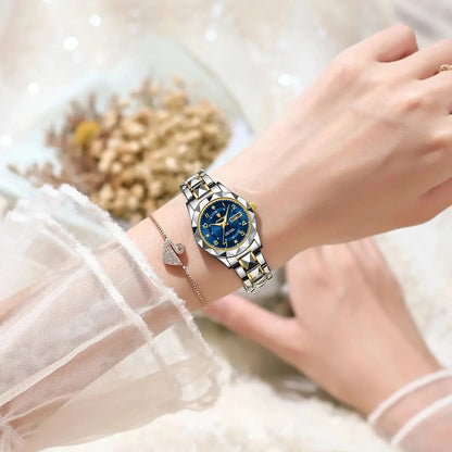 POEDAGAR Stainless Steel Date Week Women Watch Waterproof Business class watch
