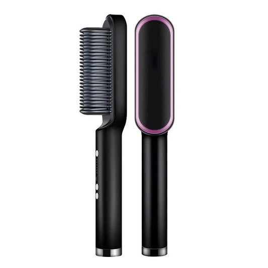 2-in-1 Ionic Hair Straightener & Curler Brush – Fast Heating Comb